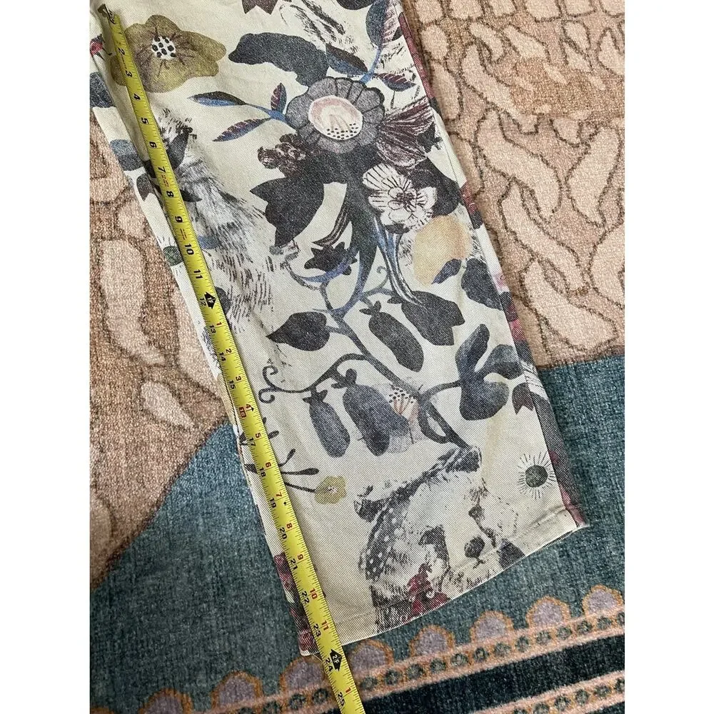 SM WARDROBE Floral Ladybug Cotton Canvas Wide Leg Gardening Overalls Jumper Sz L - Picture 15 of 16